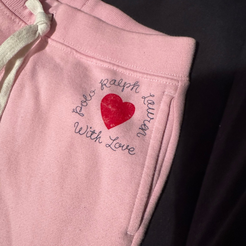 Polo  by Ralph Lauren Kids Light Pink Joggers with Heart